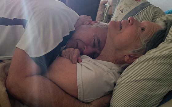 Mike and Vickie share a morning hug on Dec. 2, 2021. (Cencia Jean Charles)