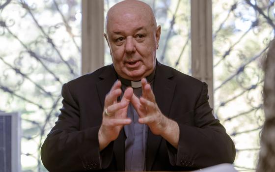 Prefect of the Archivio Apostolico Vaticano, Bishop Sergio Pagano speaks in his office at the Vatican Feb. 14, 2024, during an interview with The Associated Press. (AP/Domenico Stinellis)