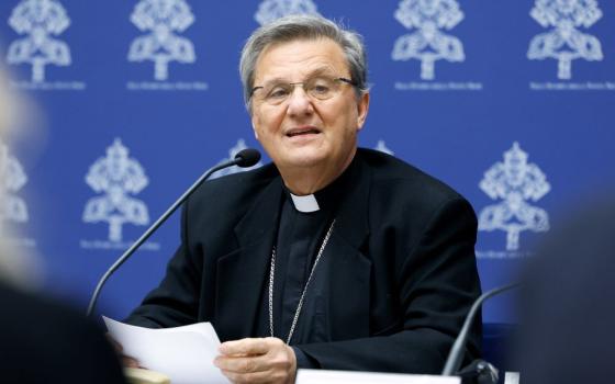 Cardinal Mario Grech, secretary-general of the Synod of Bishops, speaks at a news conference at the Vatican March 14 about study groups authorized by Pope Francis to examine issues raised at the synod on synodality. (CNS/Lola Gomez)