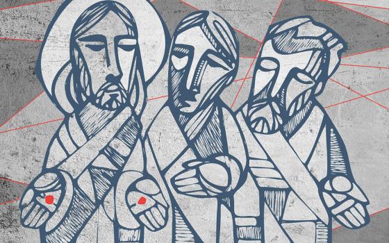 Resurrected Christ shows his wounds to two disciplines (Dreamstime/Bernardo Ramonfaur)