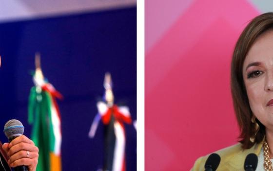 The two candidates pictures at events. 