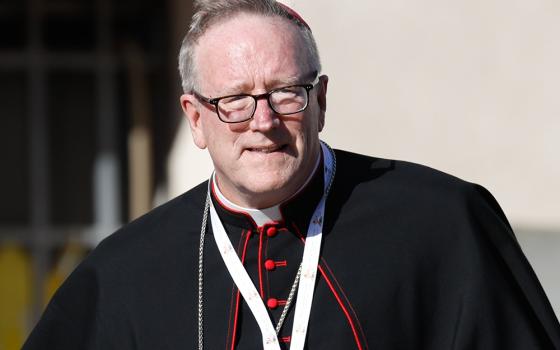 Bishop Robert Barron of Winona-Rochester, Minnesota, arrives for the first working session of the assembly of the Synod of Bishops Oct. 4, 2023, at the Vatican. (CNS/Lola Gomez)