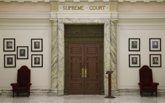 Large doorway in marble hall