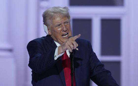 Republican presidential candidate former President Donald Trump speaks during the Republican National Convention July 18 in Milwaukee. (AP photo/J. Scott Applewhite)