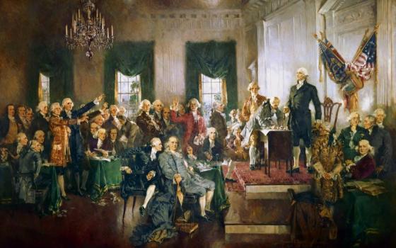 The painting "Signing of the Constitution of the United States" (1940) by Howard Chandler Christy 