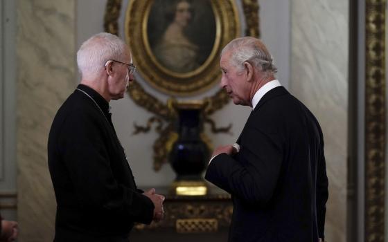 Justin Welby, former Archbishop of Canterbury, and King Charles III, Buckingham Palace, London, Sept. 16, 2022.