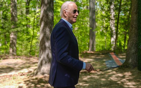 President Joe Biden is pictured after speaking at Prince William Forest Park on Earth Day, April 22, 2024, in Triangle, Virginia. In July Biden made a nearly unprecedented decision to end his 2024 reelection campaign. (AP/Manuel Balce Ceneta)