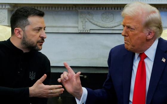 Ukrainian President Volodymyr Zelenskyy and U.S. President Donald Trump have a heated exchange during a meeting in the Oval Office at the White House in Washington Feb. 28, 2025. (OSV News/Reuters/Brian Snyder)