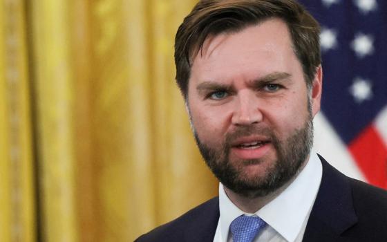 Vice President JD Vance attends a press conference in the East Room at the White House in Washington Feb. 4, 2025. (OSV News/Reuters/Leah Millis)