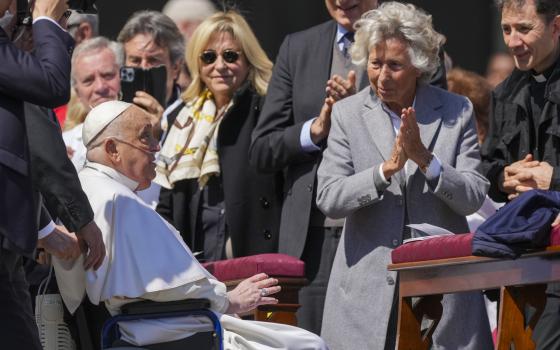 Pope Francis greets the faithful in St. Peter's Square at the end of the closing Mass for the Jubilee of the Sick and Health Care Workers at the Vatican April 6, 2025. (CNS photo/Pablo Esparza)