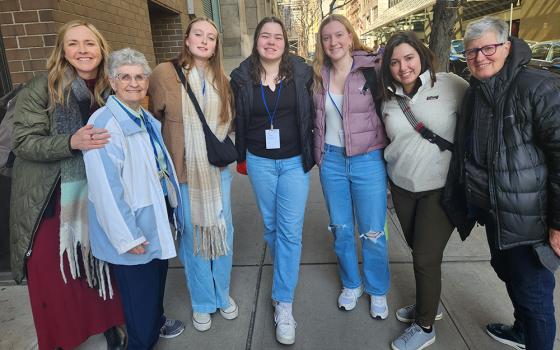 Sr. Roberta White, a member of the Sisters of Charity of the Blessed Virgin Mary in Dubuque, Iowa, second from left, with other participants at the United Nations' Commission on the Status of Women. She and others attended as members of a delegation representing the Loretto Community. The Loreto Community has been partnering with the Sisters of Charity of the Blessed Virgin Mary of Dubuque since 2011. This year, Loreto hosted a delegation of 40 participants with 28 attendees hailing from four U.S. high scho