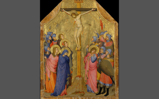 "The Crucifixion," a circa 1330-35 painted panel by Master of the Codex of St. George (Metropolitan Museum of Art)