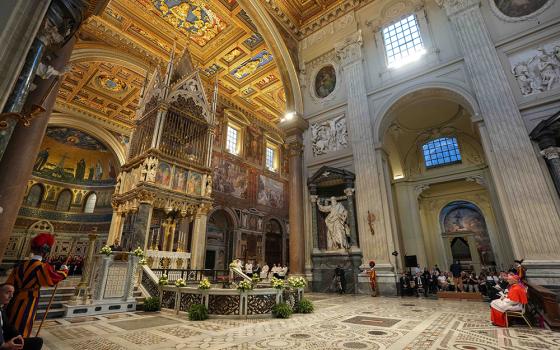 Pope Leo XIV presides over a prayer service at the Basilica of St. John Lateran in Rome to mark the beginning of a new pastoral year for the Diocese of Rome Sept. 19, 2025. (CNS/Lola Gomez)