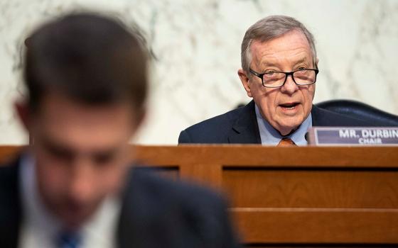 U.S. Sen. Dick Durbin, D-Ill., chair of the Senate Judiciary Committee, speaks at a hearing on Capitol Hill in Washington March 1, 2023. (OSV News/Reuters/Sarah Silbiger)