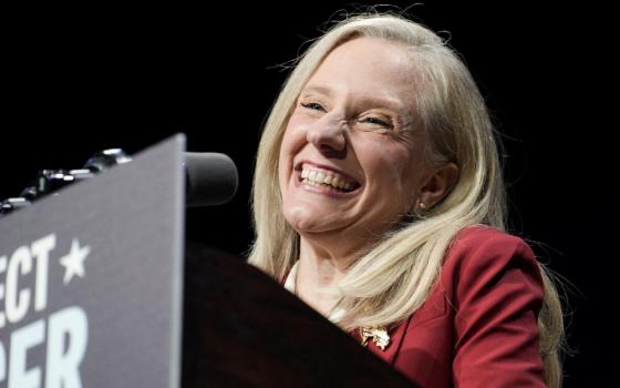 Democrat Abigail Spanberger reacts while giving her victory speech over Republican Winsome Earle-Sears in Virginia's race for governor in Richmond Nov. 4, 2025. (OSV News/Reuters/Jay Paul)
