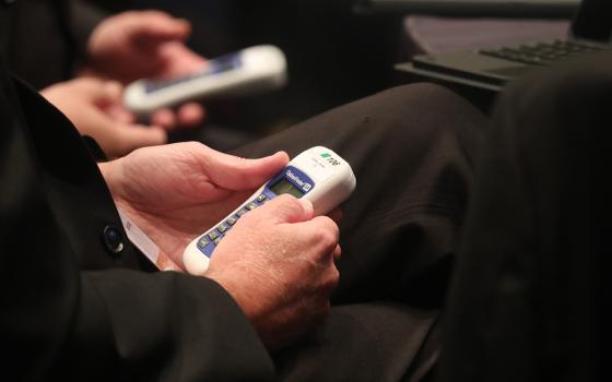 Bishops vote during a Nov. 11, 2025, session of the fall general assembly of the U.S. Conference of Catholic Bishops in Baltimore. (OSV News/Bob Roller)