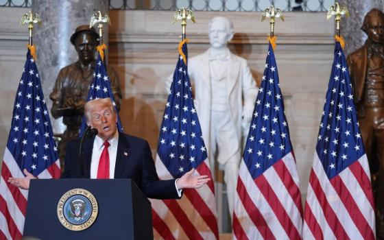 President Donald Trump speaks at the National Prayer Breakfast at the Capitol in Washington, Feb. 6. 