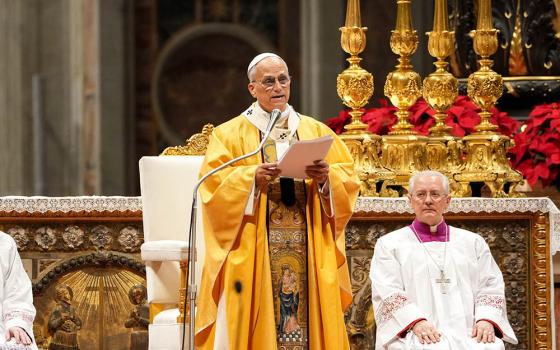 Pope Leo XIV gives his homily during Christmas Mass in St. Peter's Basilica at the Vatican Dec. 24, 2025. (CNS/Lola Gomez)