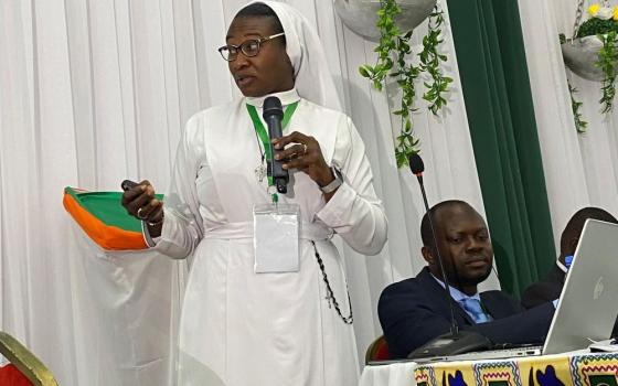 Sr. Grace Akunna John-Emezi of the Congregation of the Handmaids of the Holy Child Jesus presents Aug. 9, 2025, in Abidjan, Ivory Coast, during the third Pan-African Catholic Jubilee Congress on Theology, Society and Pastoral Life organized by the Pan-African Catholic Theology and Pastoral Network, or PACTPAN. (Courtesy of Grace Akunna John-Emezi)
