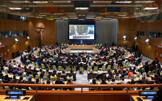 On the second day of the United Nations' Commission on the Status of Women, held at U.N. headquarters in New York, United Nations Secretary-General António Guterres met with members of nongovernmental groups. (U.N./Eskinder Debebe)