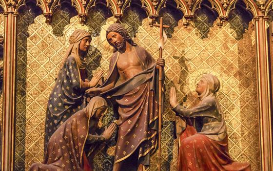 Christ appears to the holy women, depicted in sculpture in Notre Dame Cathedral in Paris (Dreamstime/William Perry)