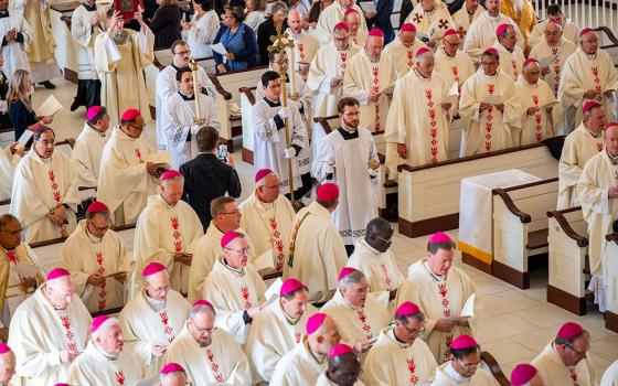 Bishops from around the country gather at the Basilica of the National Shrine of the Assumption of the Blessed Virgin Mary in Baltimore Nov. 10, 2025, for the opening Mass of the U.S. Conference of Catholic Bishops' fall plenary assembly. (OSV News/Catholic Review/Kevin J. Parks)