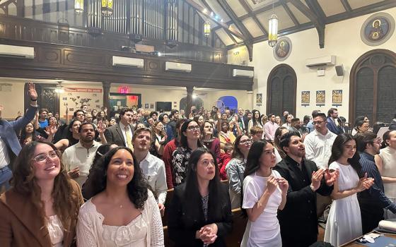 Young worshippers with the Shalom Catholic Community attend Mass at San Damiano Mission in Brooklyn, New York, on Easter morning, April 5, 2026. (Courtesy of San Damiano Mission)