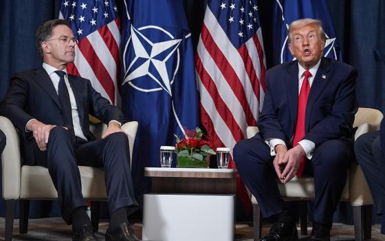 President Donald Trump, right, meets with NATO Secretary General Mark Rutte on the sidelines of the Annual Meeting of the World Economic Forum in Davos, Switzerland, Jan. 21, 2026. (AP/Evan Vucci)