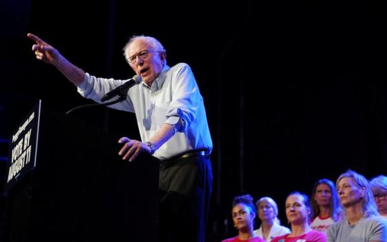 Sen. Bernie Sanders, Independent of Vermont, speaks during a campaign rally for Minnesota Lt. Gov. Peggy Flanagan, a Democratic candidate for U.S. Senate, July 20, 2026, in Minneapolis. (AP/Ellen Schmidt)