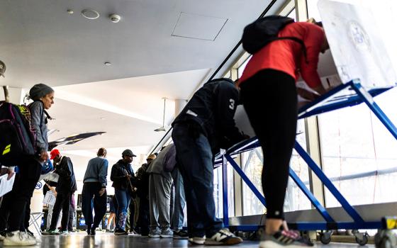 Voters cast their ballots at a polling station Oct. 26, 2024, during early voting at the Brooklyn Museum in New York City. (OSV News/Reuters/Eduardo Munoz)