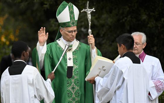 Pope Leo XIV celebrates Mass for the Care of Creation on the grounds of the Borgo Laudato Si’ ecology center in Castel Gandolfo, Italy, Sept. 1, 2026. (CNS/Vatican Media)