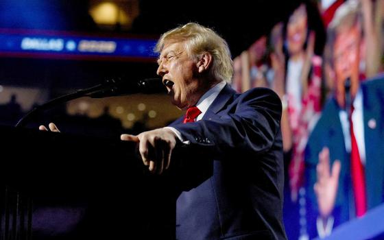 U.S. President Donald Trump delivers closing remarks at the Republican National Midterm Convention in Dallas Sept. 10, 2026. (OSV News/Reuters/Evan Vucci)