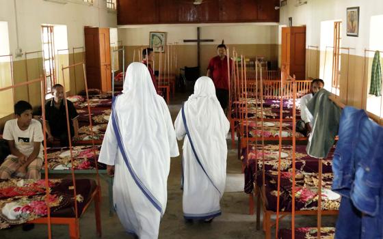 Sister Natali and Sister Bandita inspect the patients' rooms at Mary's House of Love, an 80-bed facility that prioritizes the local Indigenous Garo population. (Stephan Uttom Rozario)