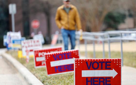 A voter walks toward his polling place in Cary, North Carolina, during his state's primary election March 3, 2026, to choose candidates for the November midterm elections. (OSV News/Reuters/Jonathan Drake)