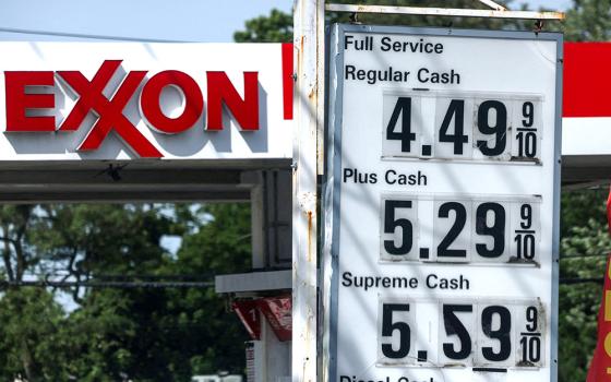 Gas prices are displayed at an Exxon station ahead of the Memorial Day weekend in Great Neck, N.Y., May 22, 2026. (OSV News/Reuters/Shannon Stapleton)