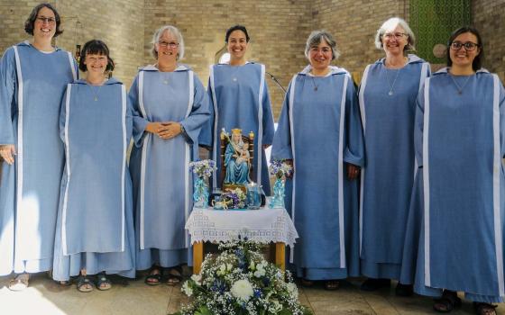 Sisters of the Community of Our Lady of Walsingham pose for a photo at Mary's House in Walsingham, England. (Courtesy of Community of Our Lady of Walsingham)