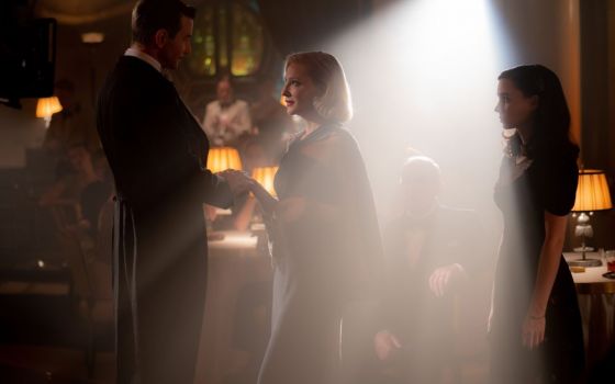 Bradley Cooper (Stanton Carlisle), Cate Blanchett (Lilith Ritter) and Rooney Mara (Molly) star in a scene from the movie "Nightmare Alley." The Oscar-nominated movie is in theaters and streaming on Hulu and HBOMax. (CNS/20th Century Studios/Kerry Hayes)