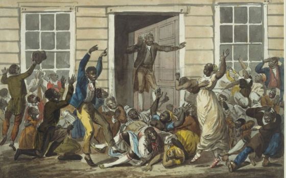 "Black Methodists Holding a Prayer Meeting" by Pavel Petrovich Svinin, circa 1811-1813 (Metropolitan Museum of Art)