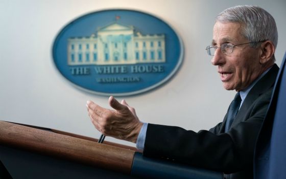 Dr. Anthony Fauci, director of the National Institute of Allergy and Infectious Diseases and a member of the White House Coronavirus Taskforce, speaks during a coronavirus briefing March 16 at the White House. (Official White House Photo/D. Myles Cullen)