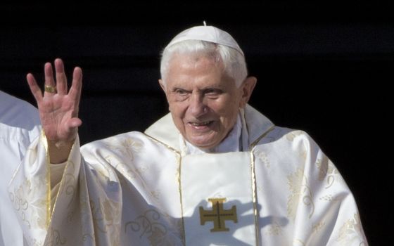 This Oct. 19, 2014 file photo shows Pope Emeritus Benedict XVI as he arrives in St. Peter's Square.  (AP Photo/Andrew Medichini, FILE)