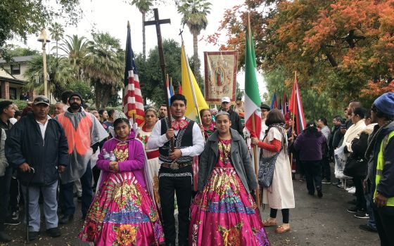 People participate in an annual procession ahead of the Feast Day of Our Lady of Guadalupe in Riverside, California, Saturday, Dec. 7, 2019. (RNS photo by Alejandra Molina)