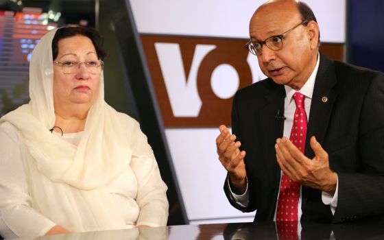 Khizr and Ghazala Khan, the parents of an Army captain killed in Iraq, speak with Voice of America’s Urdu service Aug. 1, 2016, in Washington, D.C. (AP/WIkimedia/Creative Commons/Voice of America/B. Allen)