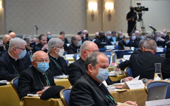 The United States Conference of Catholic Bishops holds its Fall General Assembly meeting, Tuesday, Nov. 16, 2021, in Baltimore. (RNS photo by Jack Jenkins)