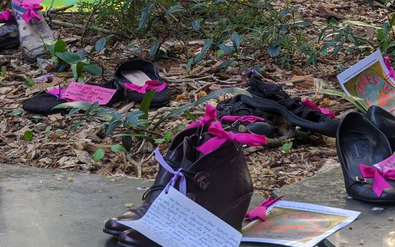 Women's shoes are seen during the "Pink Shoes into the Vatican" event Sept. 18 in Auckland, New Zealand. (Courtesy of Luc Powell)