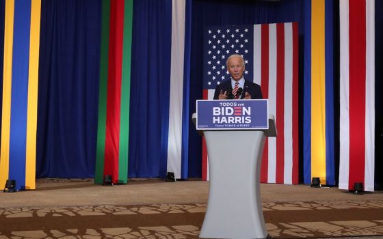 Democratic presidential nominee Joe Biden speaks at a Hispanic Heritage Month event in Kissimmee, Florida, Sept. 15. (CNS/Reuters/Leah Millis)