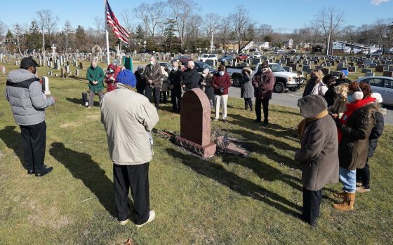 Pro-life advocates pray for the unborn during a prayer service at St. Patrick Parish Cemetery in Smithtown New York, Jan. 22, 2021, the 48th anniversary of the Supreme Court's landmark Roe v. Wade ruling legalizing abortion in the U.S. The gathering also 