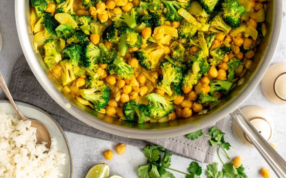 This easy curry is a mixture of broccoli, chickpeas, coconut milk and curry spice. (At Elizabeth's Table/Elizabeth Varga)