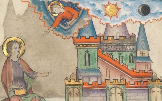 The New Jerusalem, illumination from the 14th-century French Cloisters Apocalypse (Metropolitan Museum of Art)