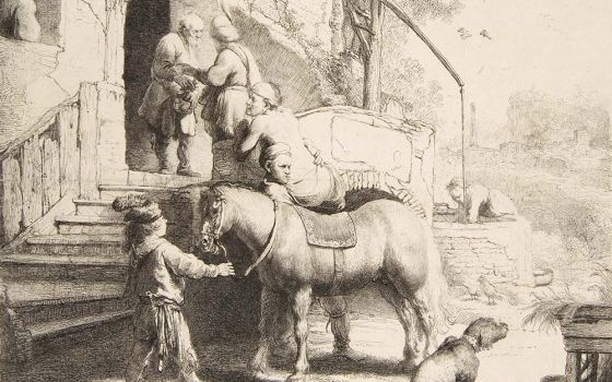 "The Good Samaritan," detail from a 1633 etching by Rembrandt (Metropolitan Museum of Art)