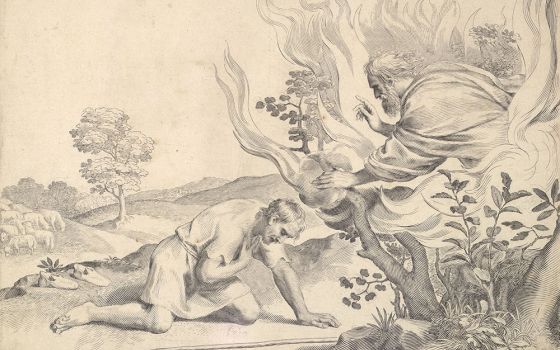 "Moses Before the Burning Bush" by Claude Mellan, a 1663 engraving (Metropolitan Museum of Art)